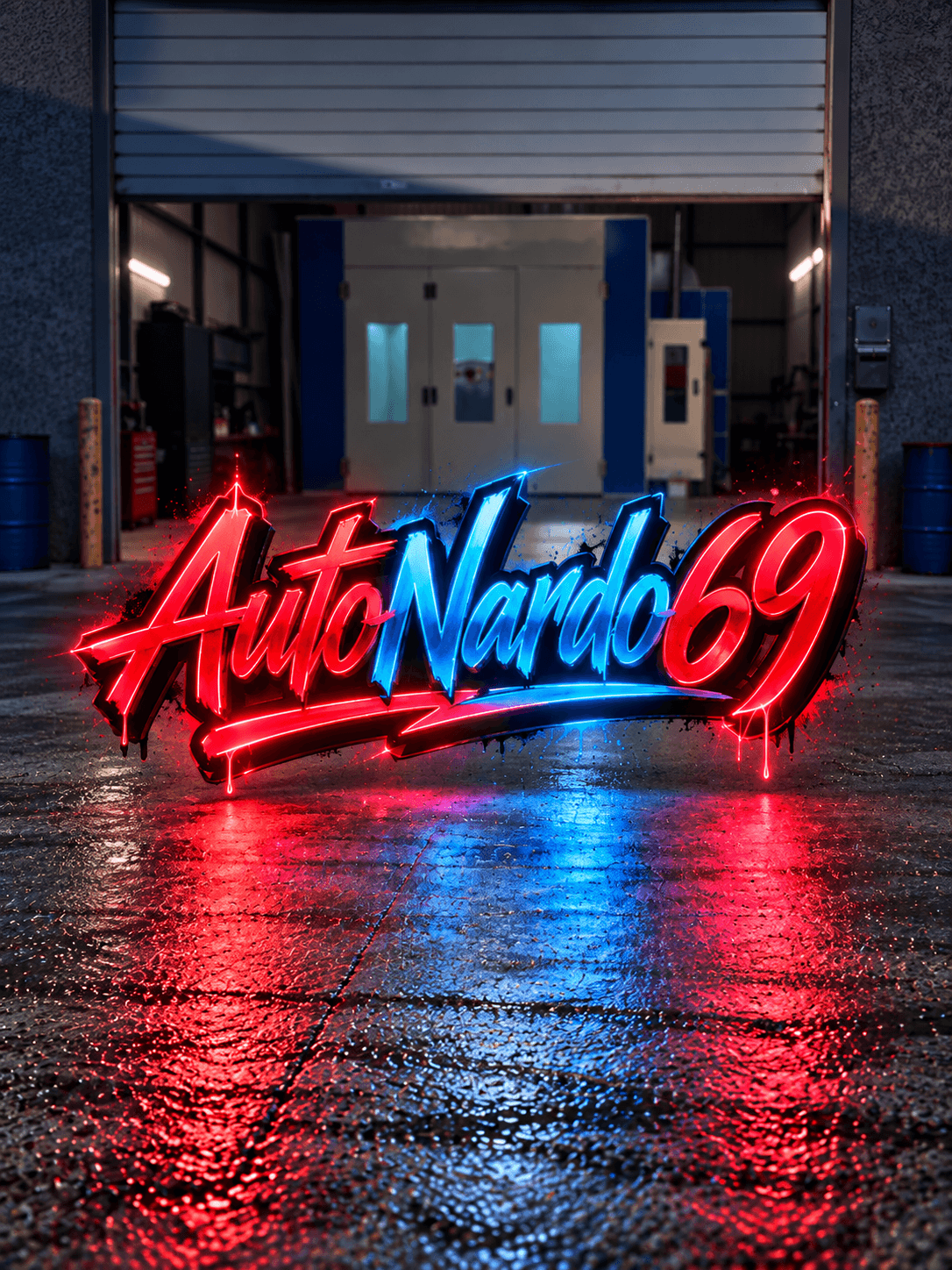 Enseigne AutoNardo69 devant l’entrée de l’atelier